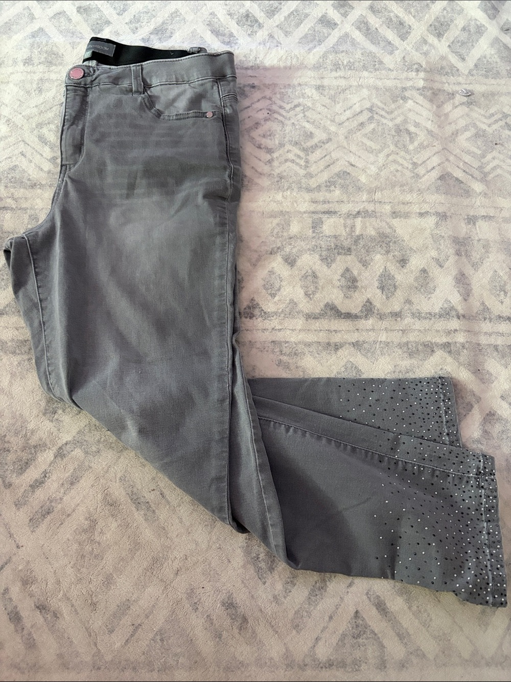 Wit & Wisdom Charcoal Jeans with Rhinestone Hem